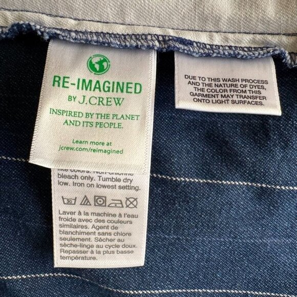 J. Crew Indigo Stripe Paper Bag Loose Fit Straight Leg Trouser Pants Size 10 - Picture 11 of 16